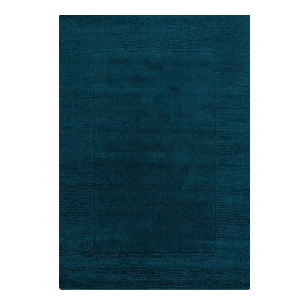 Sötétkék kézi szövésű gyapjú szőnyeg 120x170 cm Textured Wool Border – Flair Rugs