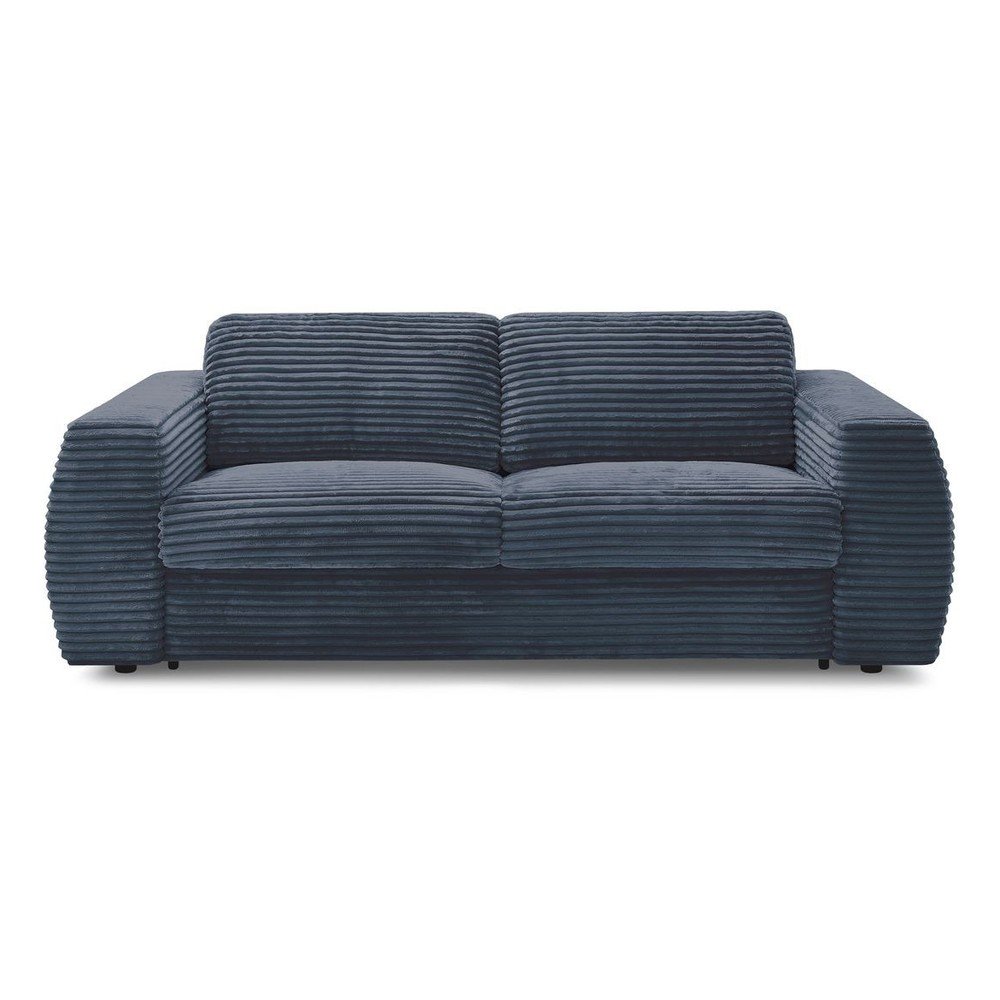 Sötétkék kordbársony kanapé mindennapos alvásra-kinyitható 240 cm Hugo – Bobochic Paris