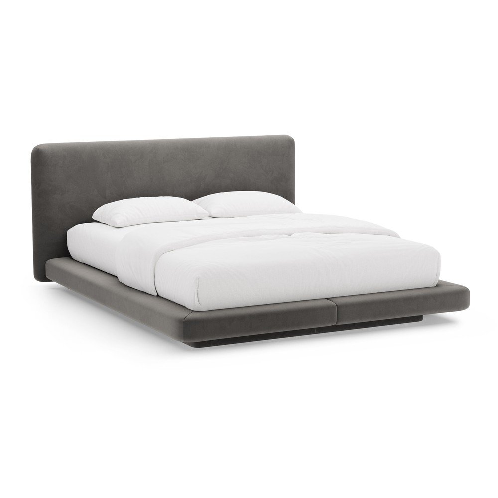 Sötétszürke kárpitozott franciaágy 160x200 cm Linea – Micadoni