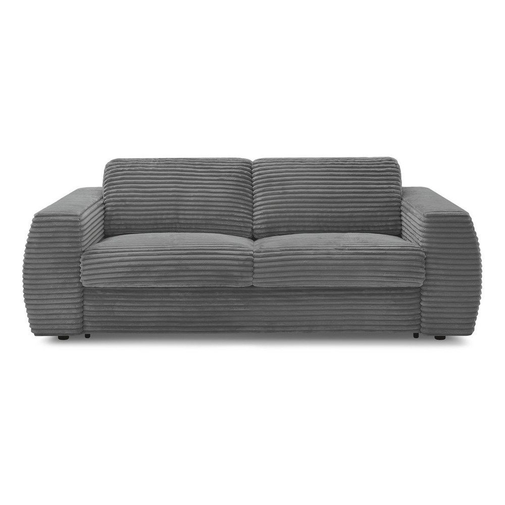 Sötétszürke kordbársony kanapé mindennapos alvásra-kinyitható 220 cm Hugo – Bobochic Paris