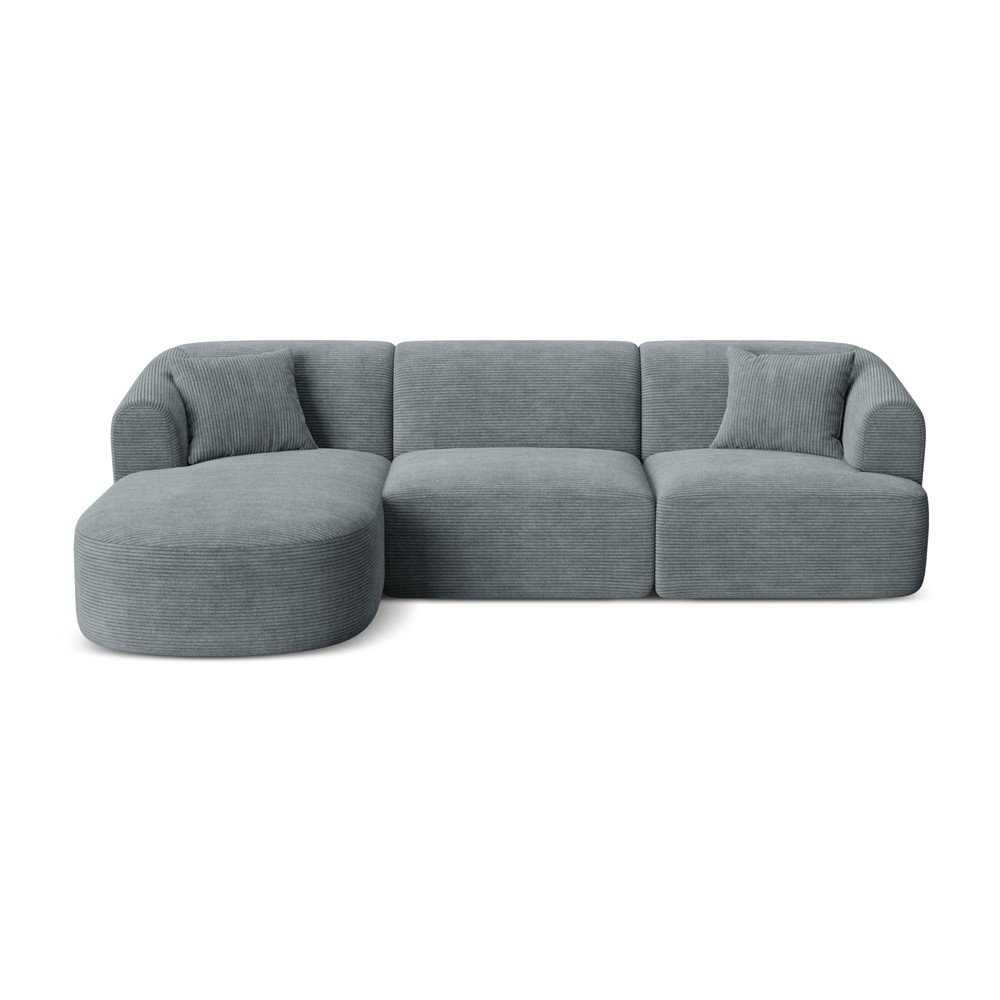 Sötétszürke kordbársony sarokkanapé (bal oldali-heverő résszel) Campi – Cosmopolitan Design