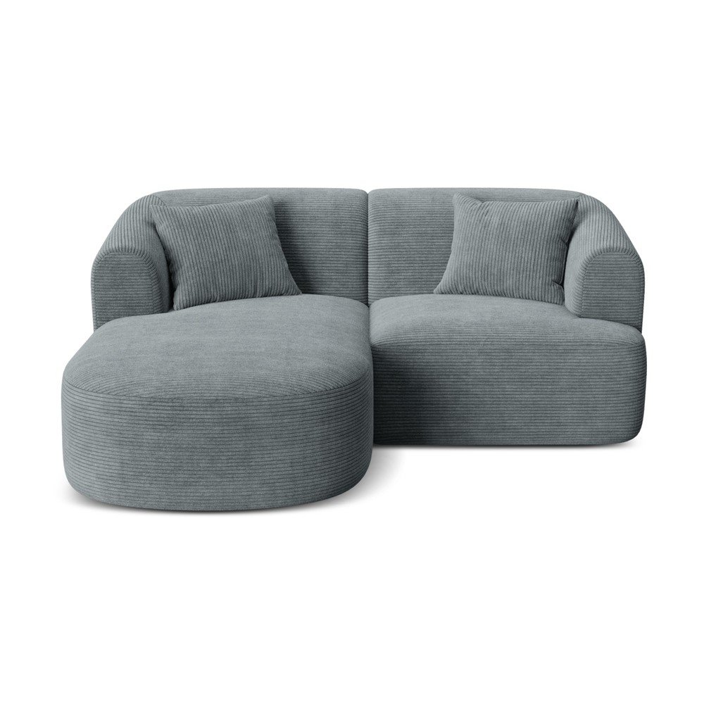 Sötétszürke kordbársony sarokkanapé (bal oldali-heverő résszel) Campi – Cosmopolitan Design