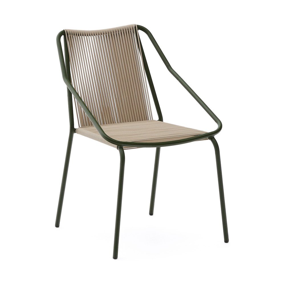 Sötétzöld-bézs fém kerti szék Zivia – Kave Home