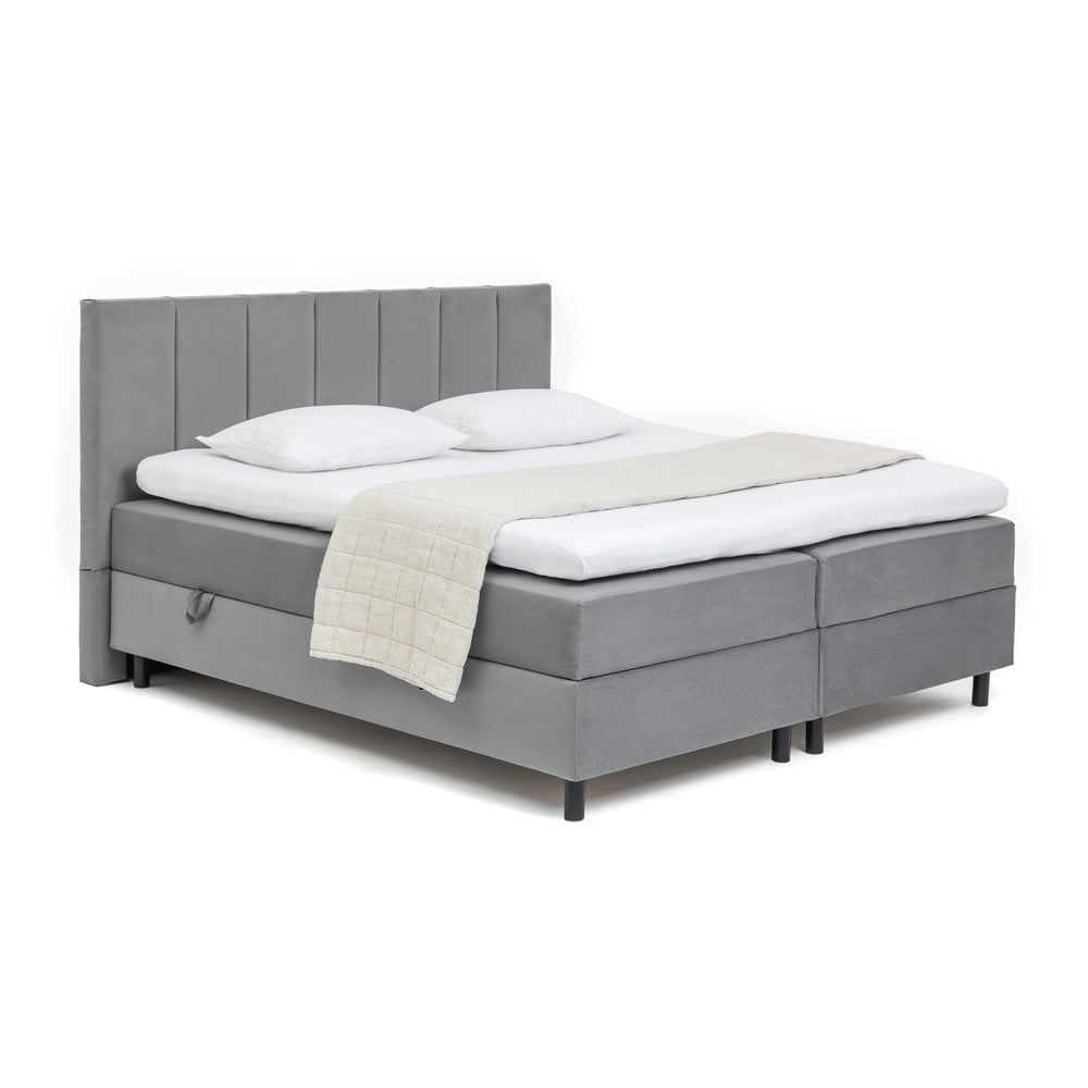 Szürke ágyneműtartós boxspring ágy 180x200 cm Elva Bold Line – Bonami Selection