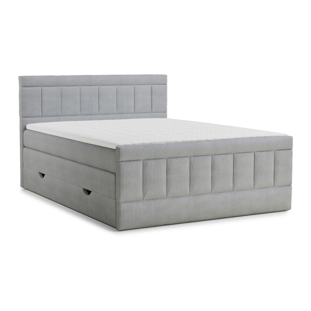 Szürke ágyneműtartós boxspring ágy 200x200 cm Caya – Maison de Rêve