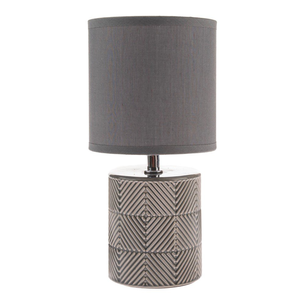 Szürke asztali lámpa textil búrával (magasság 27 cm) – Dakls