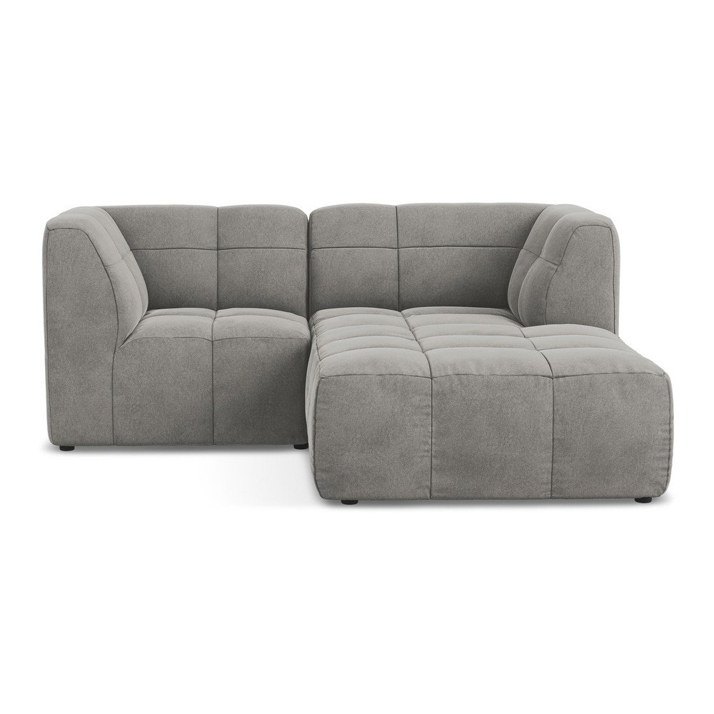 Szürke bársony sarokkanapé (jobb oldali-heverő résszel) Aloha – Makamii