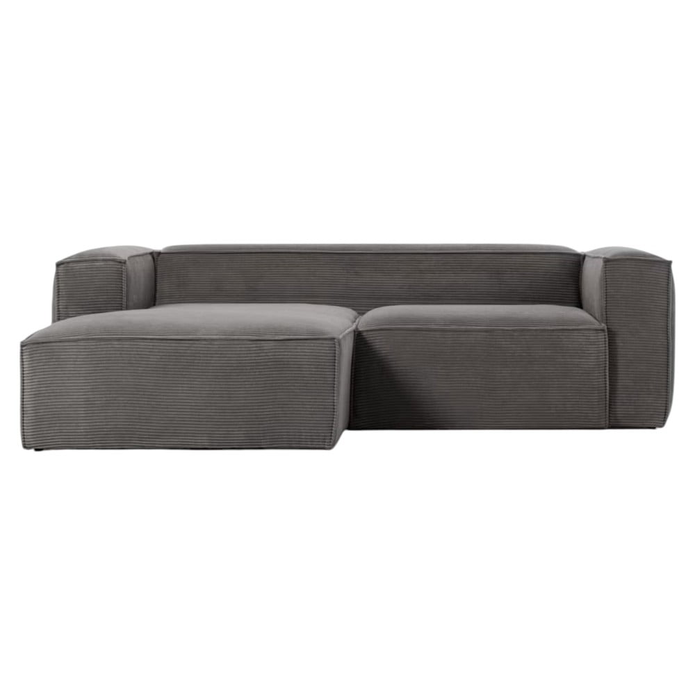 Szürke kordbársony sarokkanapé (bal oldali) Blok – Kave Home