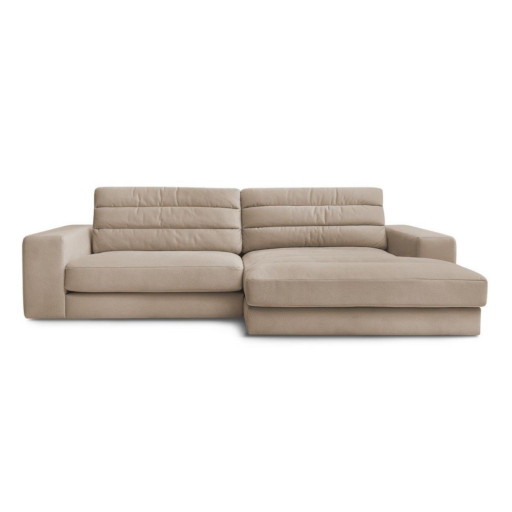 Szürkésbarna bársony sarokkanapé (jobb oldali-heverő résszel) Sierra – Bobochic Paris