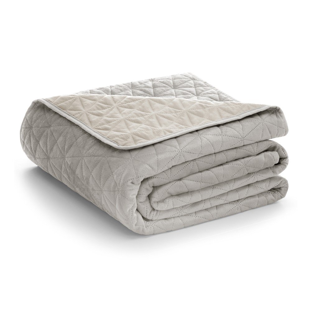 Szürkésbézs bársony steppelt ágytakaró 240x260 cm Laila – Restilo