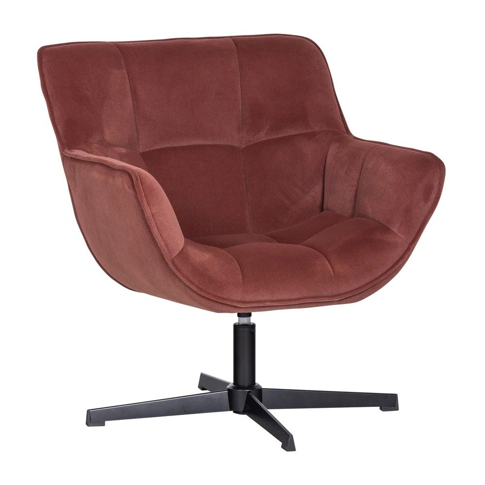 Terrakotta színű forgó bársony fotel Wibo – WOOOD