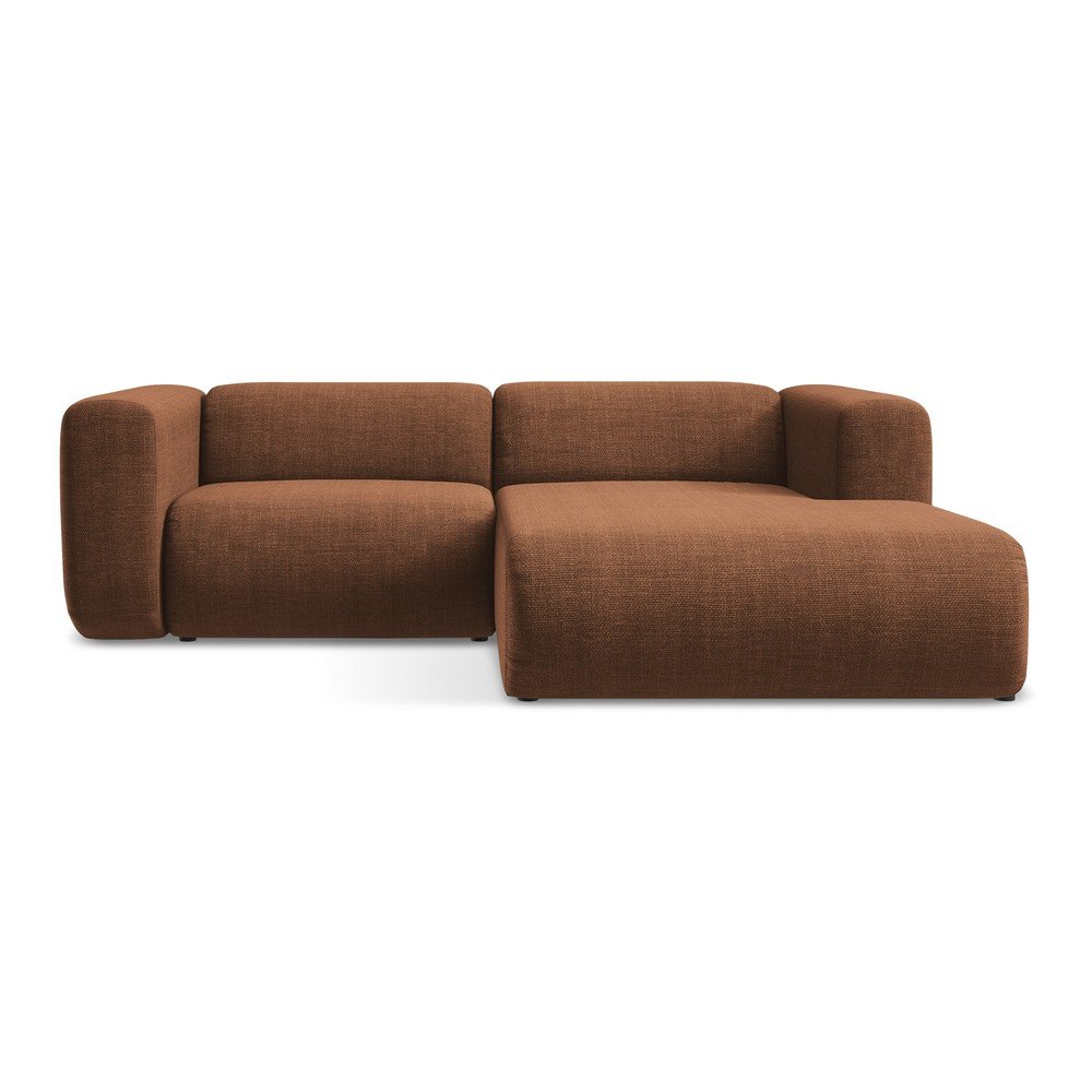 Terrakotta színű sarokkanapé (jobb oldali-heverő résszel) Ekahi – Makamii