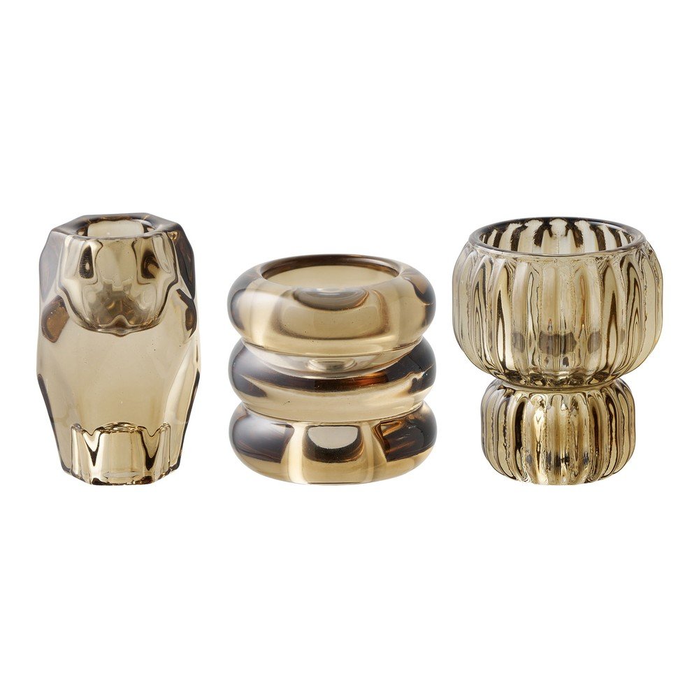 Üveg gyertyatartó készlet teamécseshez 3 db-os – House Nordic