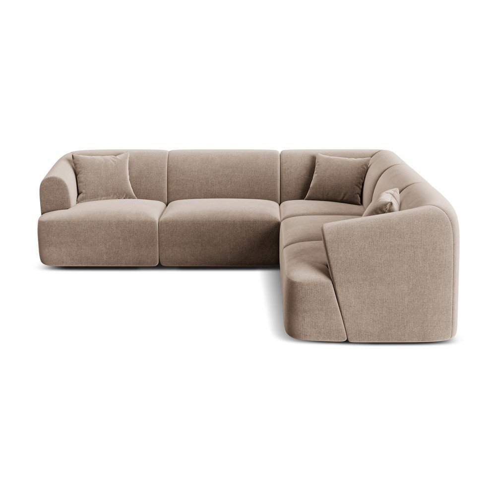 Világosbarna bársony sarokkanapé Campi – Cosmopolitan Design