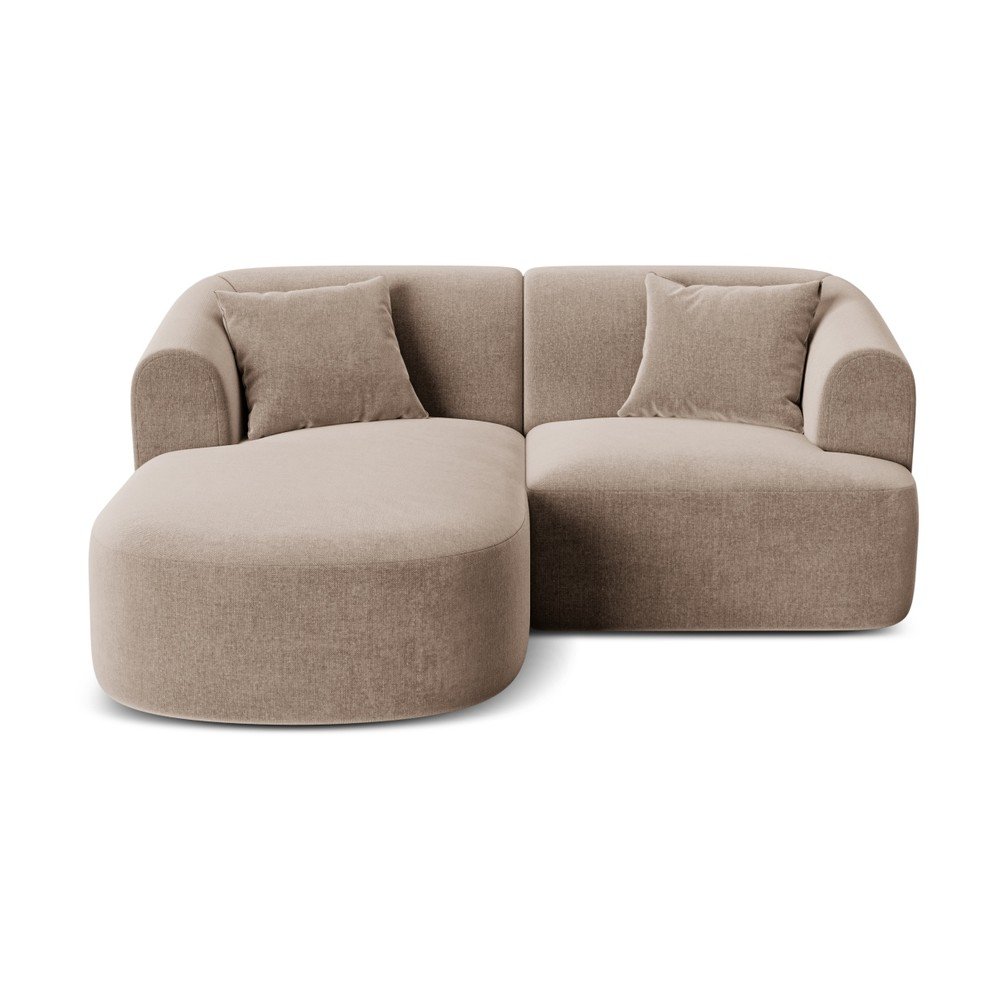 Világosbarna bársony sarokkanapé (bal oldali-heverő résszel) Campi – Cosmopolitan Design