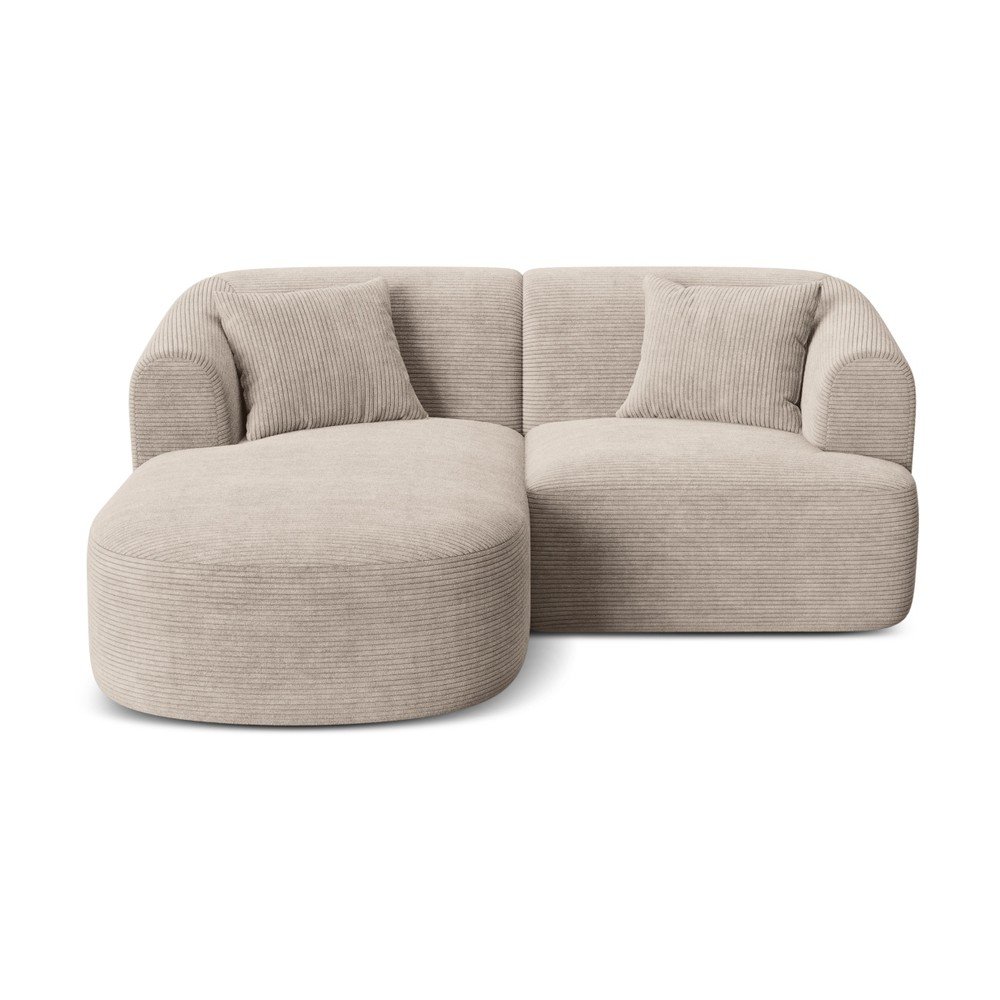 Világosbarna kordbársony sarokkanapé (bal oldali-heverő résszel) Campi – Cosmopolitan Design