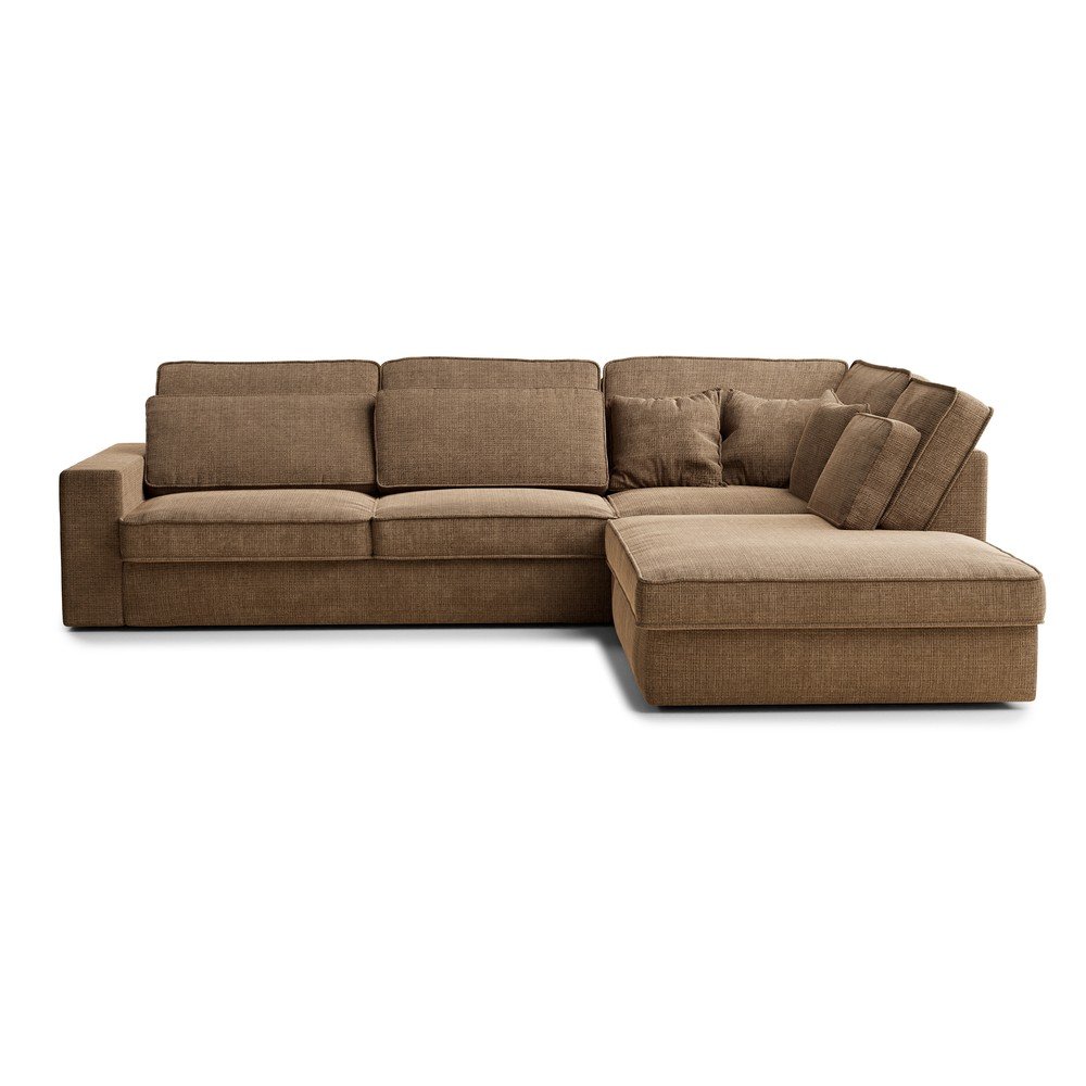 Világosbarna zsenília sarokkanapé (jobb oldali-L alakú) Kirou – Maison de Rêve