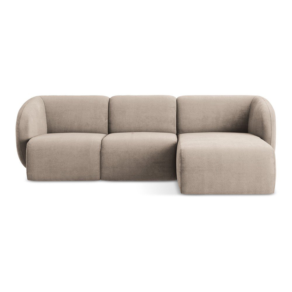 Világosbarna zsenília sarokkanapé (jobb oldali-heverő résszel) Lani – Makamii