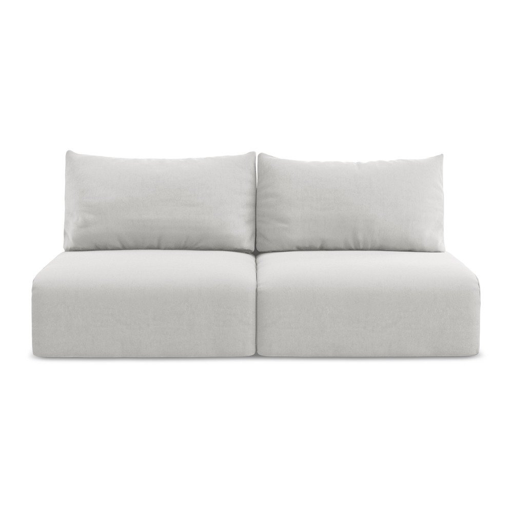 Világosszürke bársony kinyitható-tárolóhelyes kanapé 216 cm Kalena – Makamii