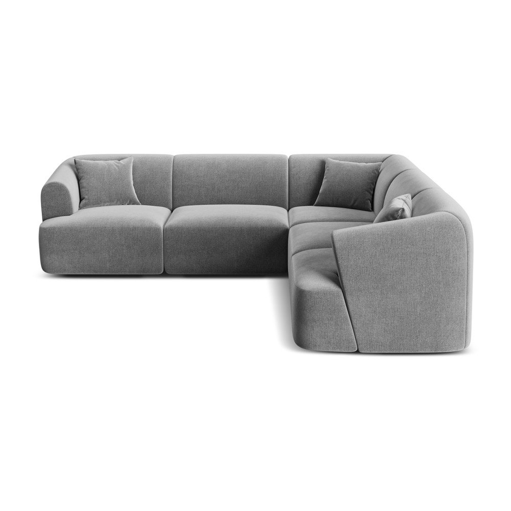 Világosszürke bársony sarokkanapé Campi – Cosmopolitan Design