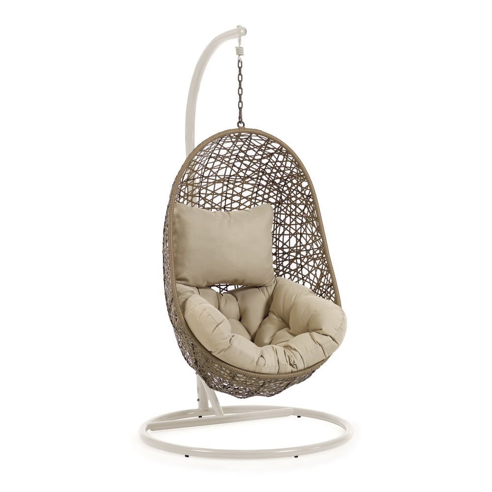 Világosszürke-bézs műrattan kerti függőfotel Florina – Kave Home