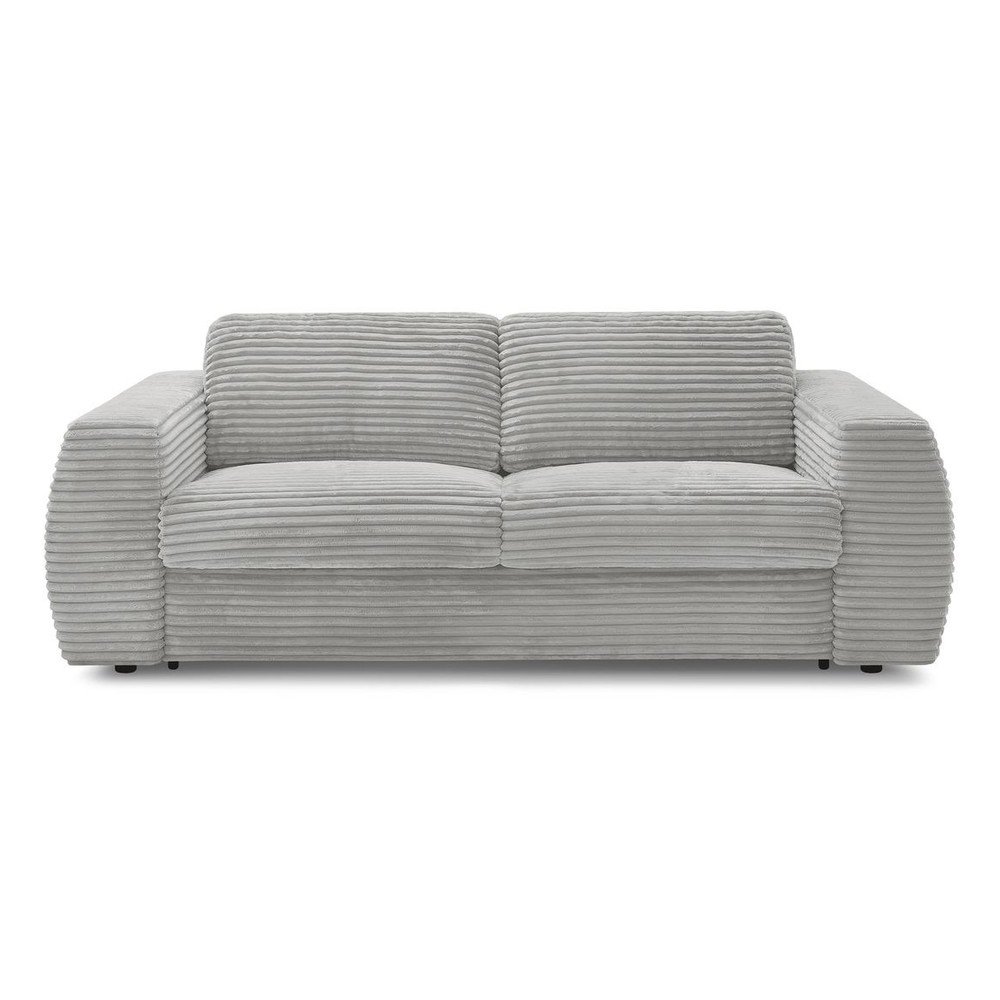 Világosszürke kordbársony kanapé mindennapos alvásra-kinyitható 220 cm Hugo – Bobochic Paris