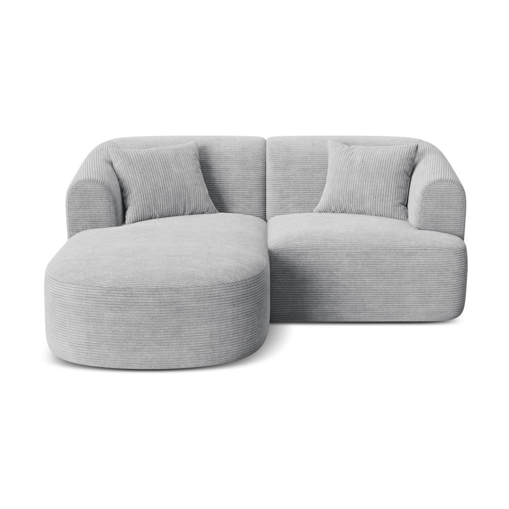 Világosszürke kordbársony sarokkanapé (bal oldali-heverő résszel) Campi – Cosmopolitan Design
