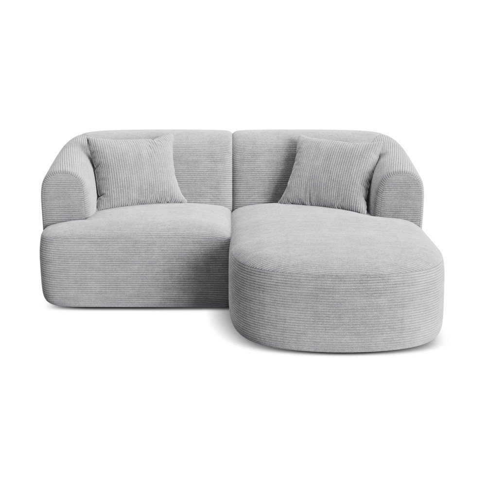 Világosszürke kordbársony sarokkanapé (jobb oldali-heverő résszel) Campi – Cosmopolitan Design