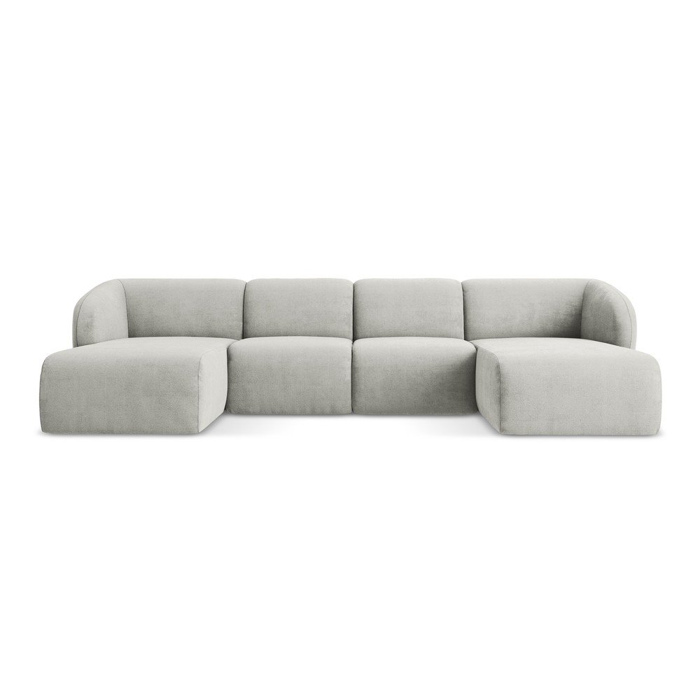 Világosszürke zsenília (U alakú) sarokkanapé Lani – Makamii