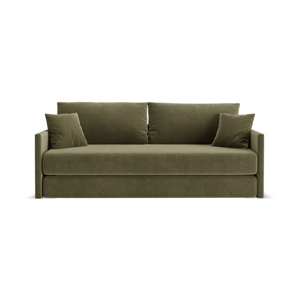 Zöld bársony kinyitható kanapé 209 cm Shannon – Cosmopolitan Design