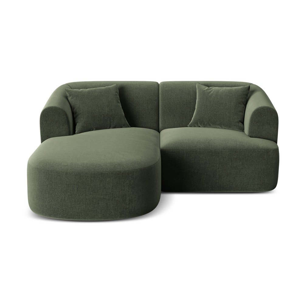 Zöld bársony sarokkanapé (bal oldali-heverő résszel) Campi – Cosmopolitan Design