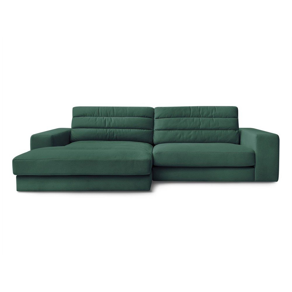 Zöld bársony sarokkanapé (bal oldali-heverő résszel) Sierra – Bobochic Paris