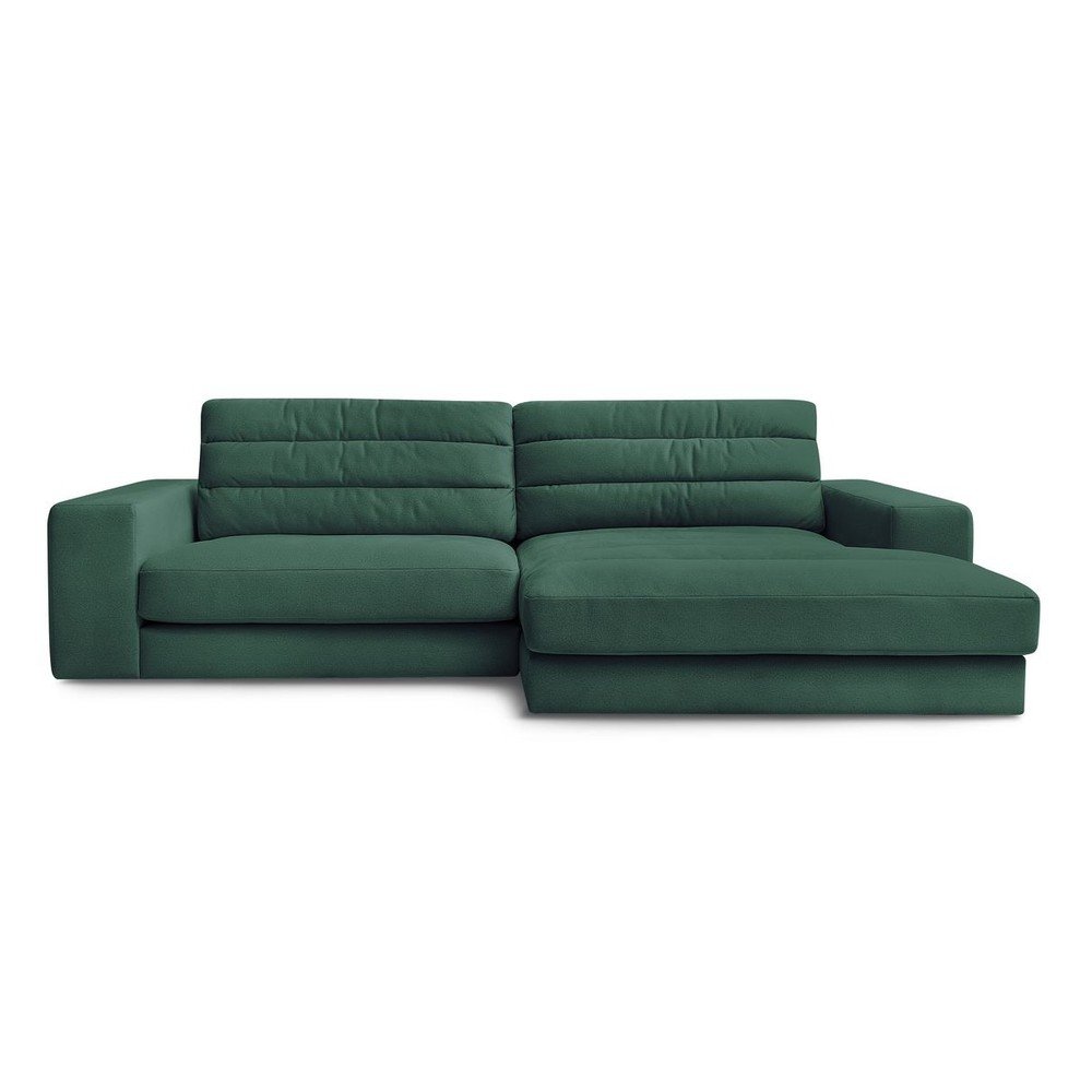 Zöld bársony sarokkanapé (jobb oldali-heverő résszel) Sierra – Bobochic Paris