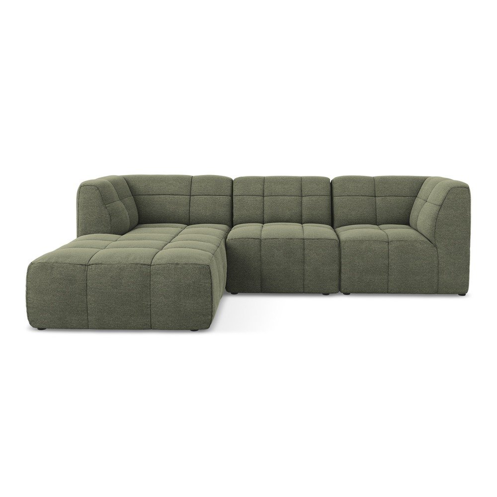 Zöld buklé sarokkanapé (bal oldali-heverő résszel) Aloha – Makamii