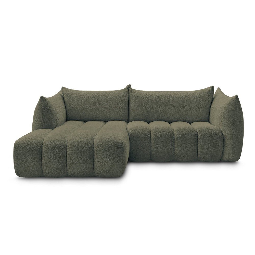 Zöld buklé sarokkanapé (bal oldali-heverő résszel) Azra – Bobochic Paris