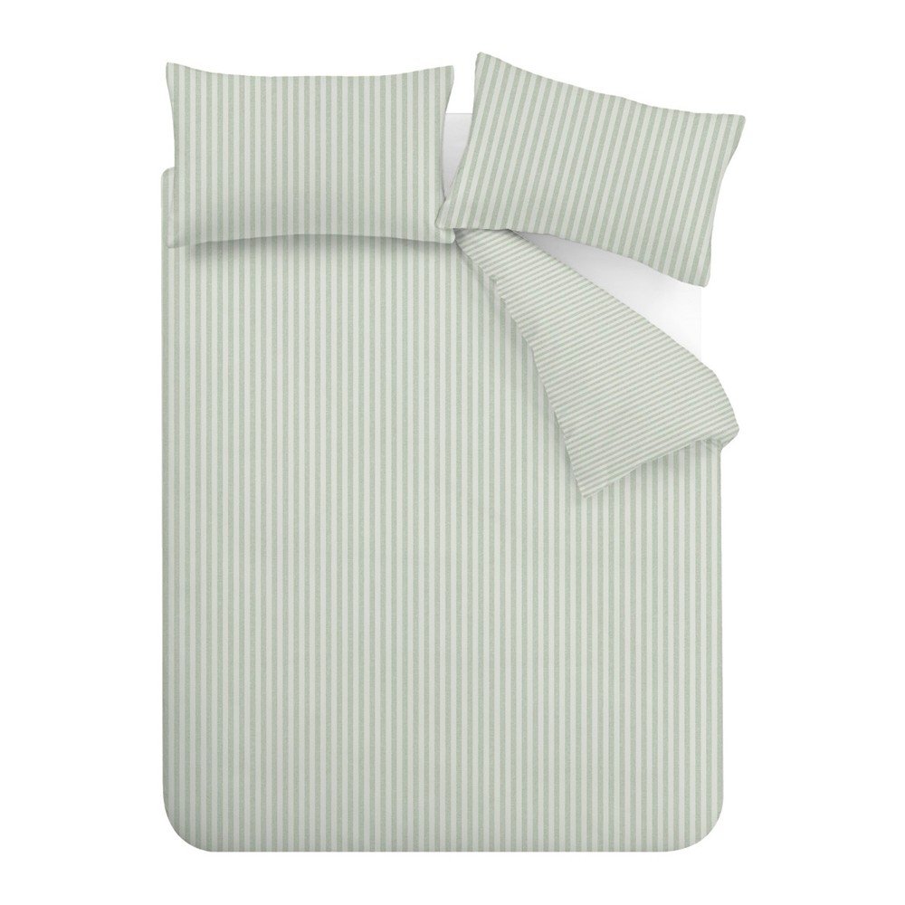 Zöld kétszemélyes háromrészes ágyneműhuzat 200x200 cm Epping Textured Stripe – Catherine Lansfield