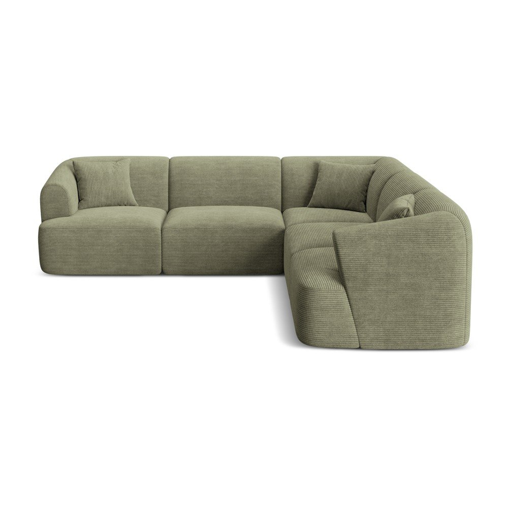 Zöld kordbársony sarokkanapé Campi – Cosmopolitan Design