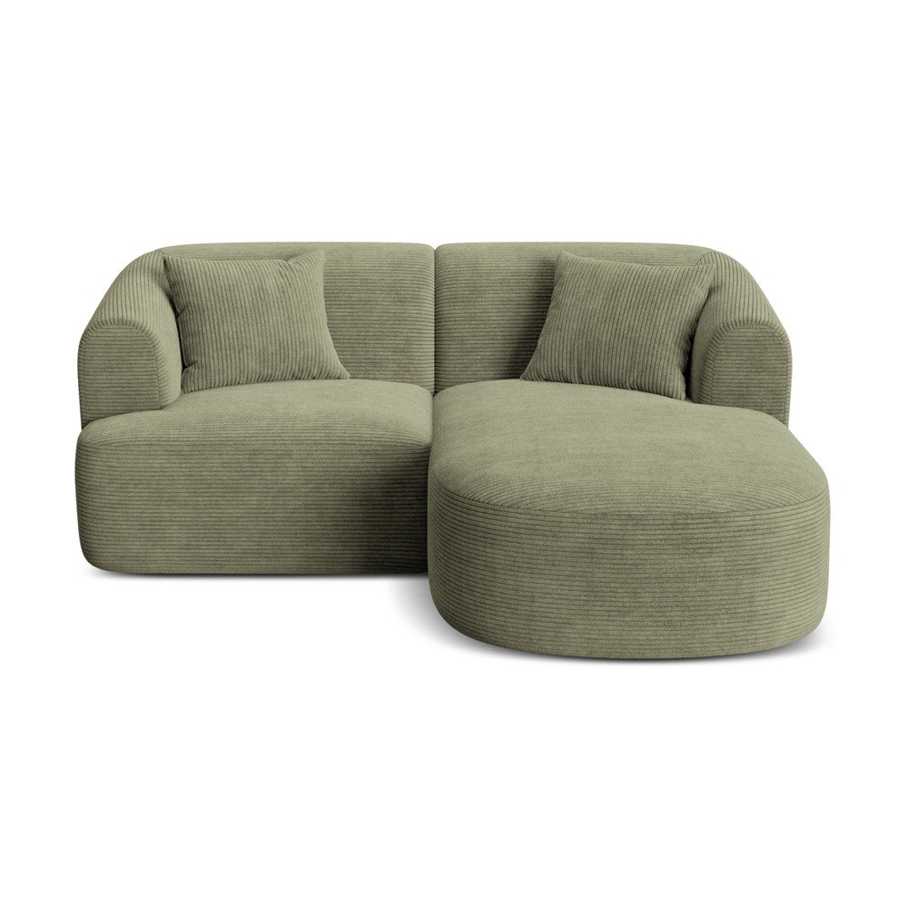 Zöld kordbársony sarokkanapé (jobb oldali-heverő résszel) Campi – Cosmopolitan Design