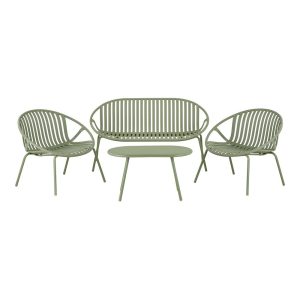 Z&ouml;ld műanyag n&eacute;gyszem&eacute;lyes kerti lounge szett Saly &ndash; House Nordic