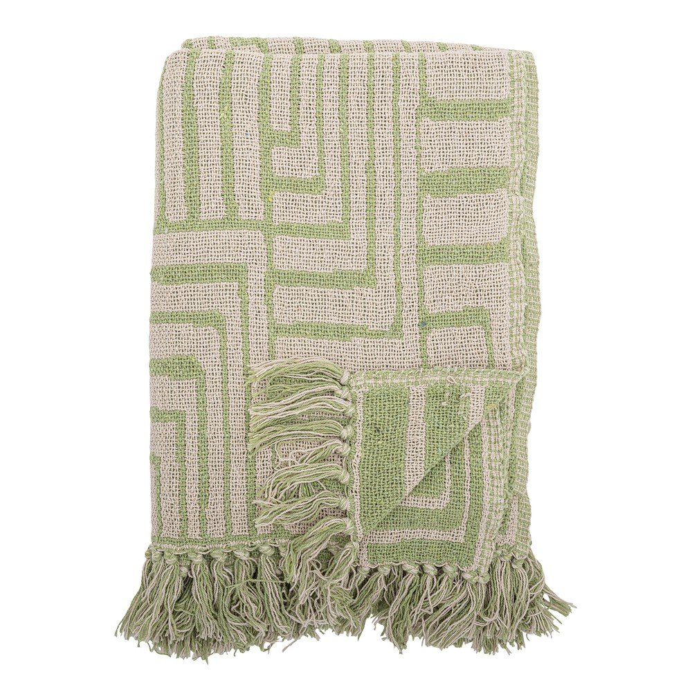 Zöld pamutkeverék takaró 130x155 cm Velva – Bloomingville