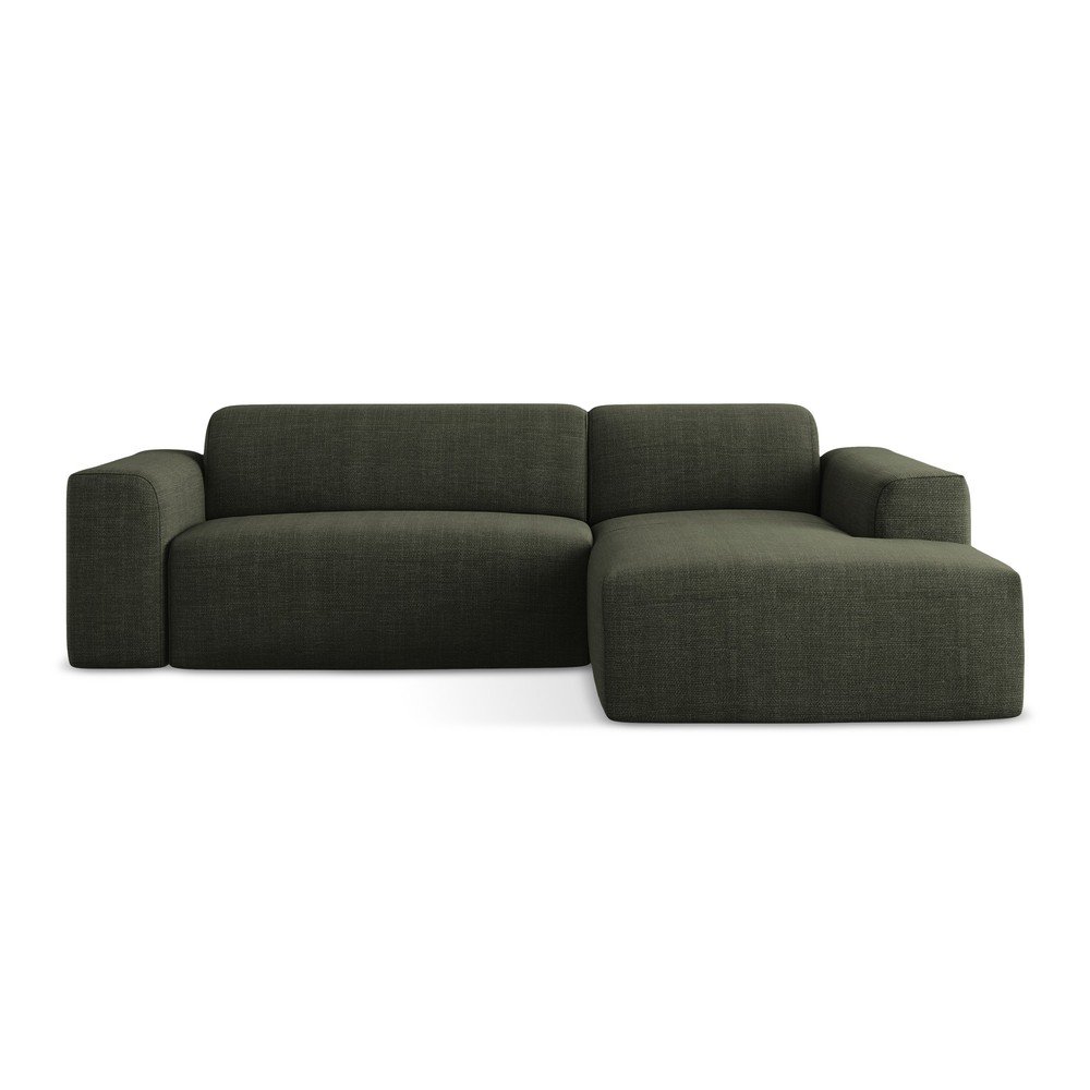 Zöld sarokkanapé (jobb oldali-heverő résszel) Keli – Makamii