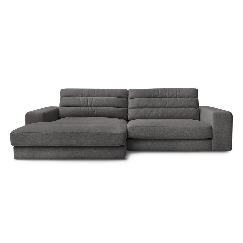 Antracitszürke bársony sarokkanapé (bal oldali-heverő résszel) Sierra – Bobochic Paris