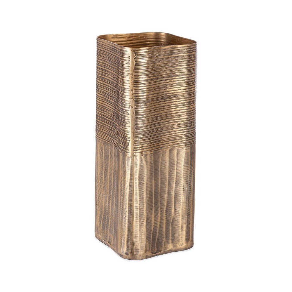 Aranyszínű fém kézzel készített váza (magasság 31