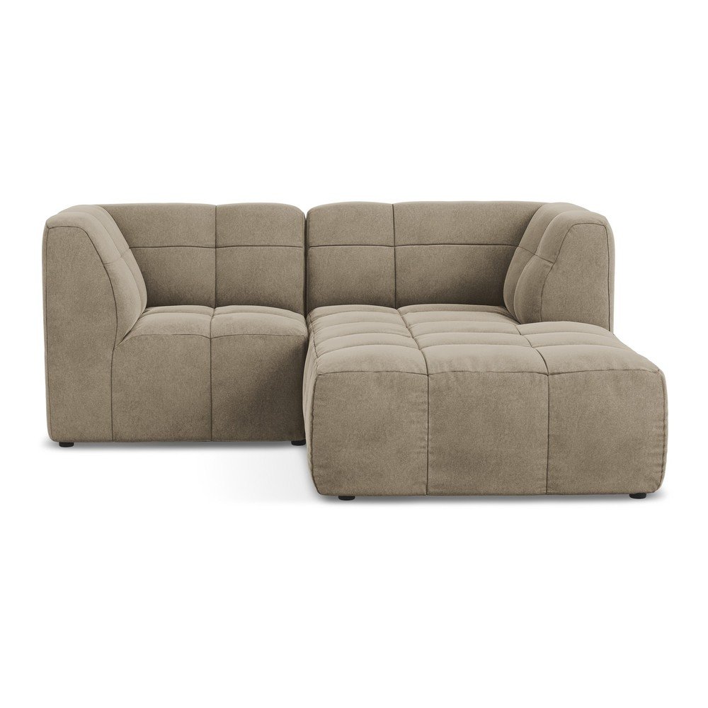 Barna bársony sarokkanapé (jobb oldali-heverő résszel) Aloha – Makamii