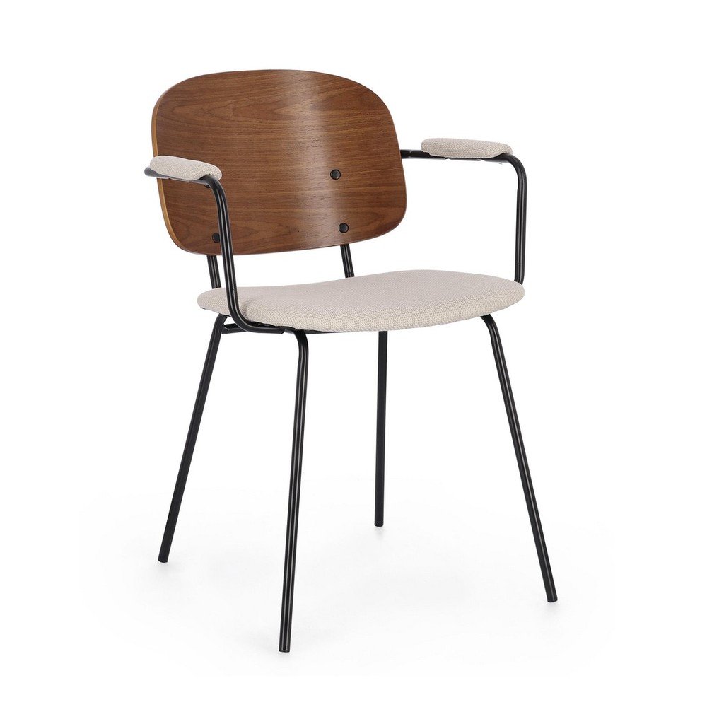 Barna-bézs kárpitozott karfás étkezőszék Sienna – Bizzotto