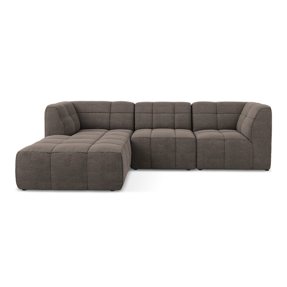 Barna buklé sarokkanapé (bal oldali-heverő résszel) Aloha – Makamii