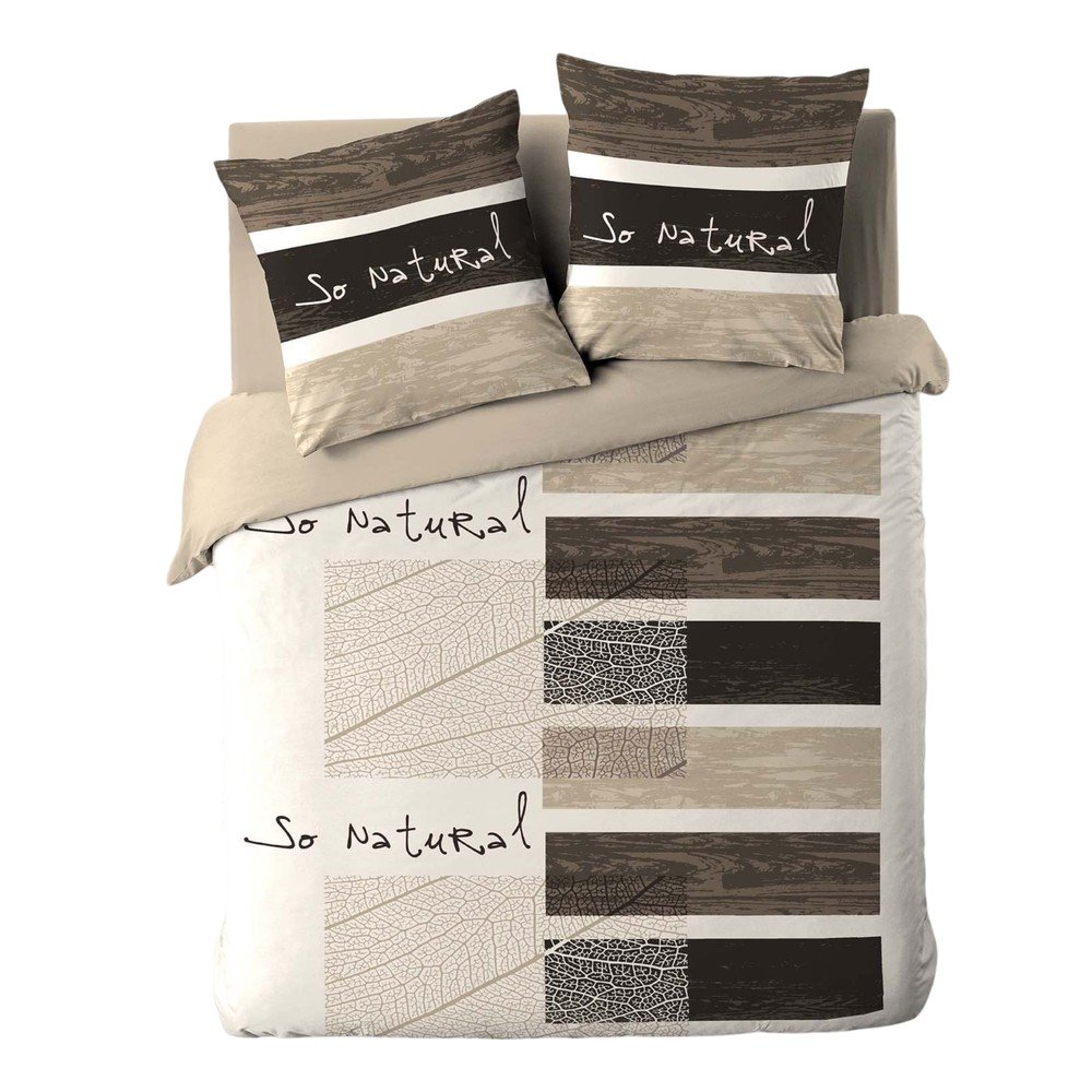 Barna kétszemélyes-hosszabbított háromrészes pamut ágyneműhuzat 240x220 cm So Natural – douceur d'intérieur