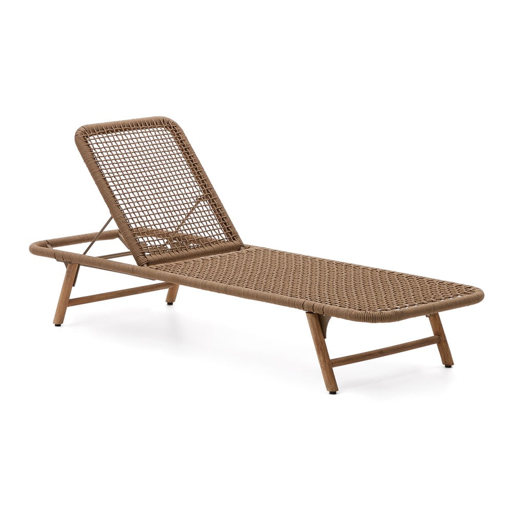 Barna tömörfa-fém kerti napozóágy Dandara – Kave Home