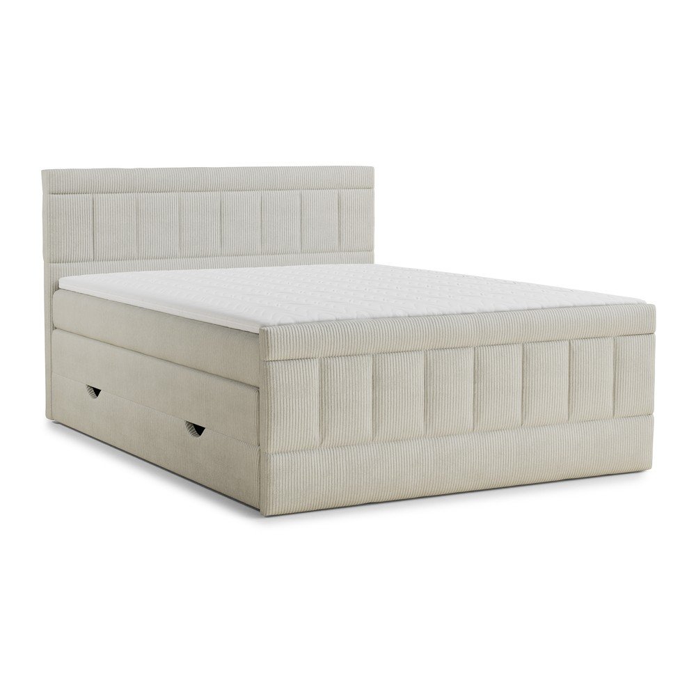 Bézs ágyneműtartós boxspring ágy 160x200 cm Caya – Maison de Rêve