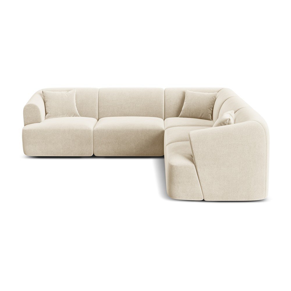 Bézs bársony sarokkanapé Campi – Cosmopolitan Design